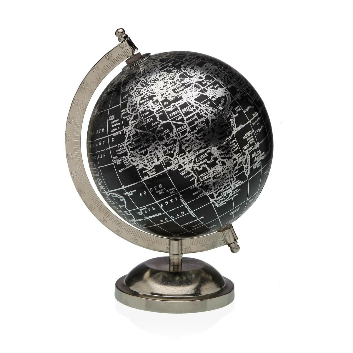 Globo Terrestre Versa Prateado Metal 15 x 24 x 17 cm - EcoNest