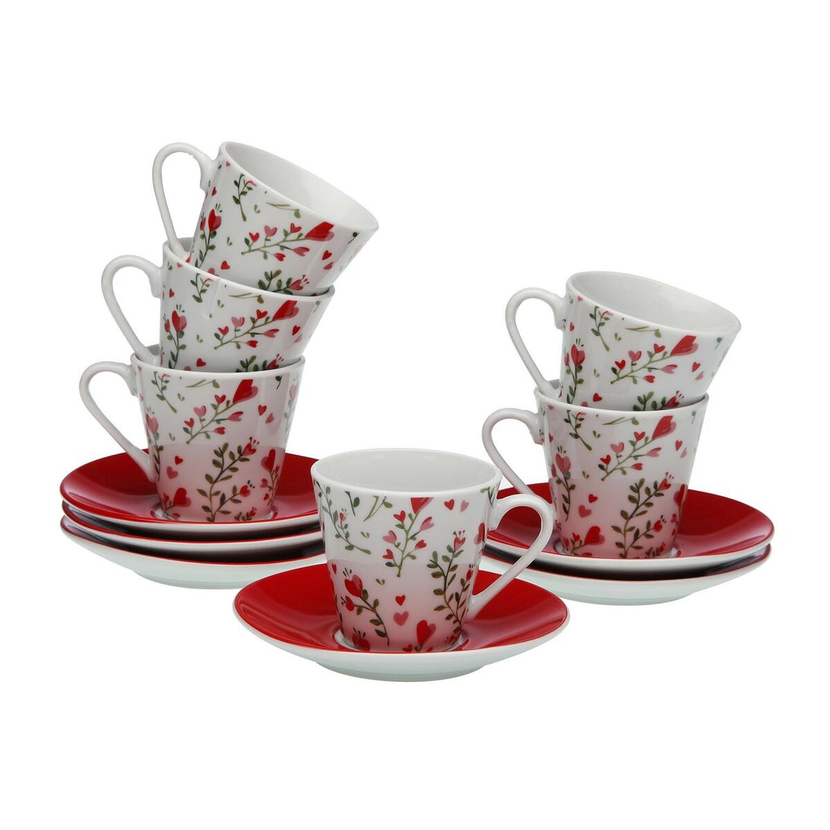 Conjunto de Chávenas de Café Versa Corações 6 Unidades Porcelana - EcoNest