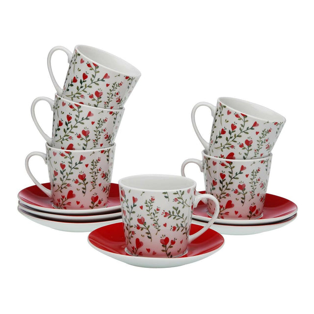 Conjunto de Chávenas de Café Versa Corações 6 Unidades Porcelana - EcoNest