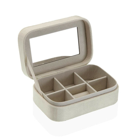 Guarda-Joias Versa Creme Madeira Espelho Madeira MDF 10 x 6 x 14,7 cm - EcoNest