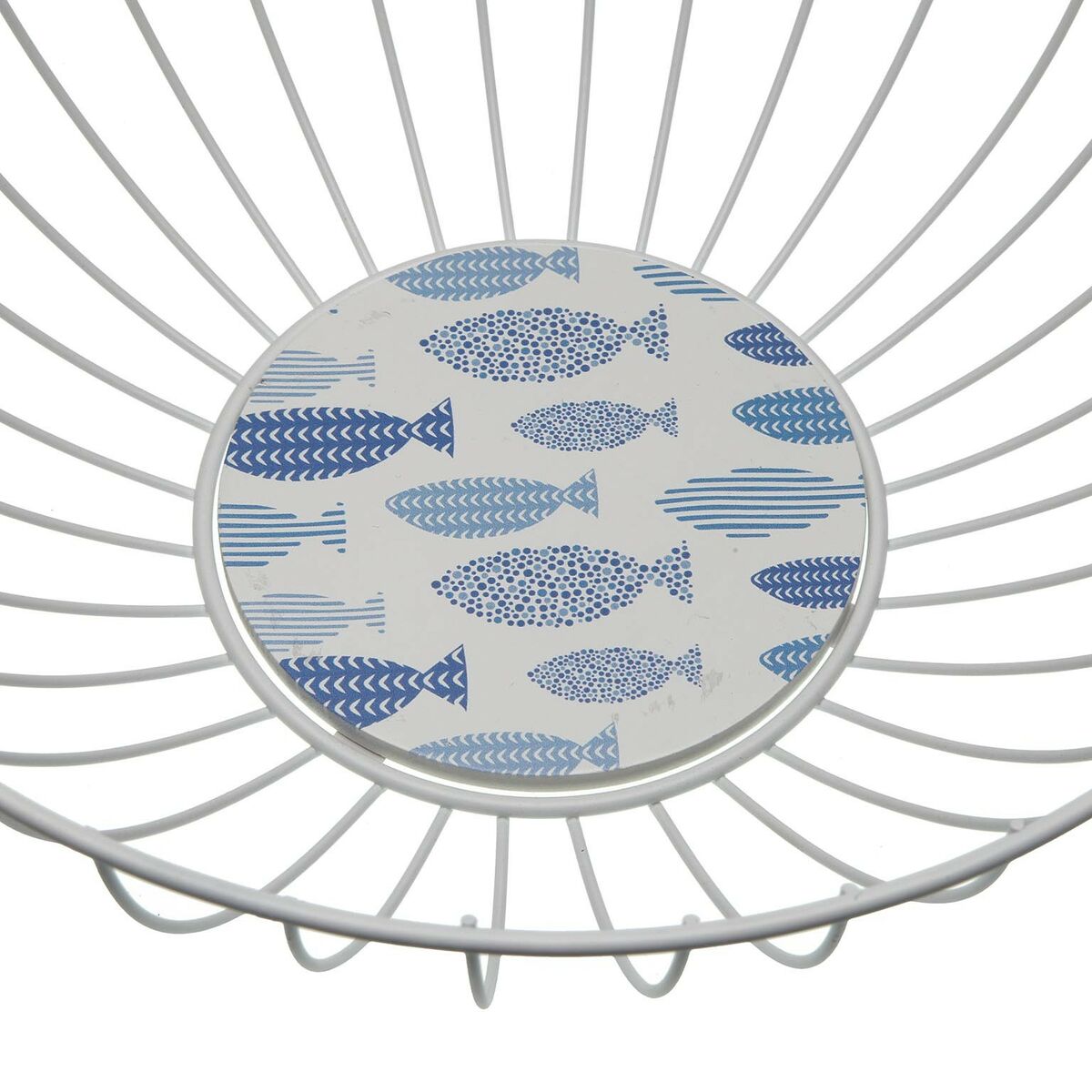 Fruteira Versa Peixes Metal Aço Madeira MDF 28 x 10 x 28 cm - EcoNest