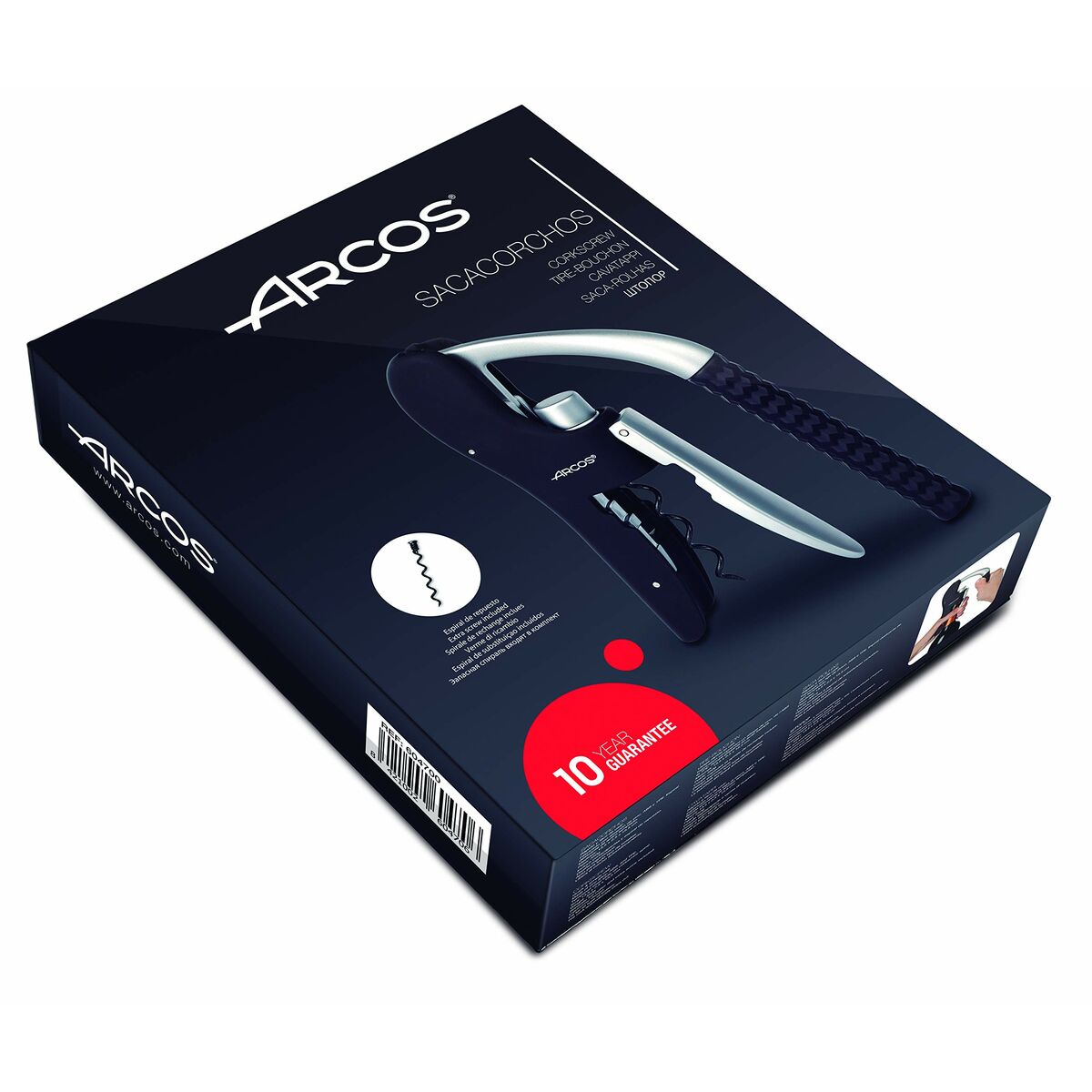 Saca-rolhas Arcos Preto Prateado Zinco ABS - EcoNest