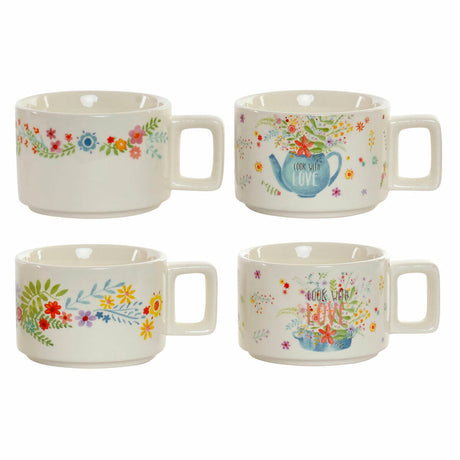 Conjunto de Chávenas de Café DKD Home Decor Metal Multicolor 260 ml Dolomite (4 Peças) - EcoNest