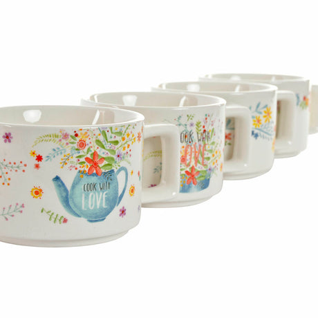 Conjunto de Chávenas de Café DKD Home Decor Metal Multicolor 260 ml Dolomite (4 Peças) - EcoNest
