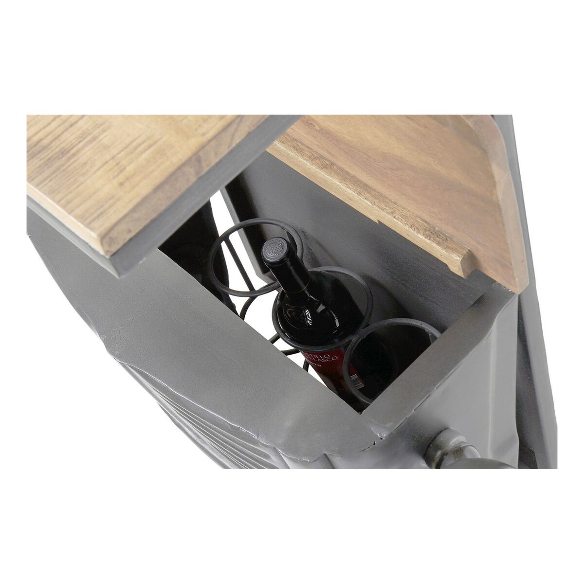Suporte para garrafas DKD Home Decor Carro Acácia Ferro Cinzento escuro (83 x 30 x 104 cm) - EcoNest