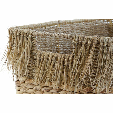 Conjunto de Cestas DKD Home Decor Castanho Multicolor Natural Franjas 40 x 30 x 26 cm - EcoNest