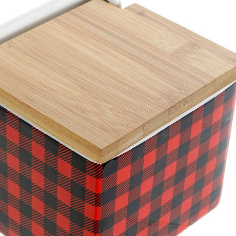 Saleiro com Tampa DKD Home Decor 8424001758265 Preto Vermelho Bambu Dolomite 11,5 x 11,5 x 11 cm - EcoNest