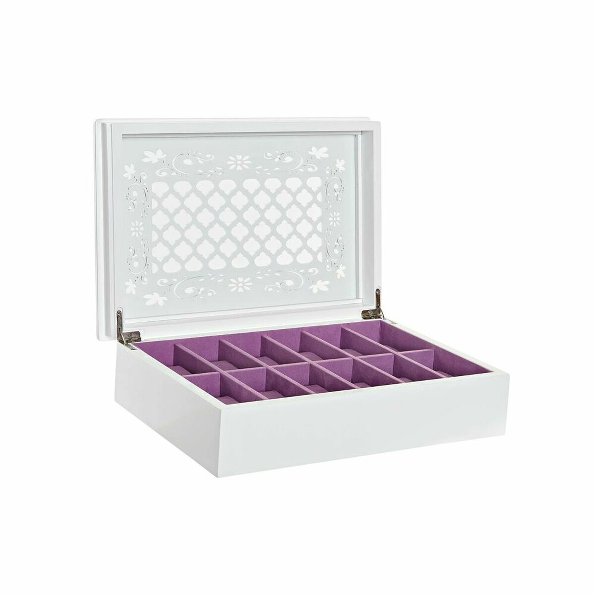 Guarda-Joias DKD Home Decor Relógios 29 x 20 x 9,5 cm Cristal Lilás Branco Madeira MDF - EcoNest