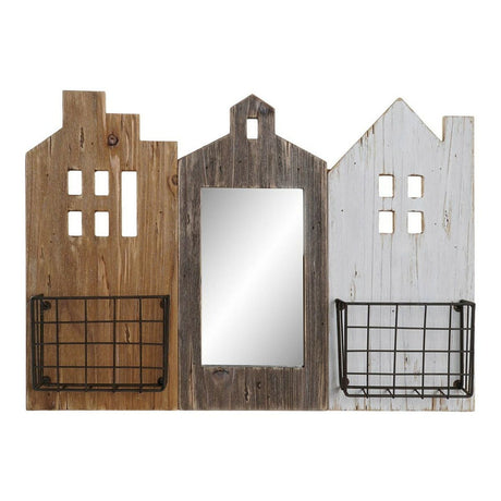 Porta-revistas DKD Home Decor Branco Castanho Metal Madeira de paulónia (57 x 10 x 40 cm) - EcoNest