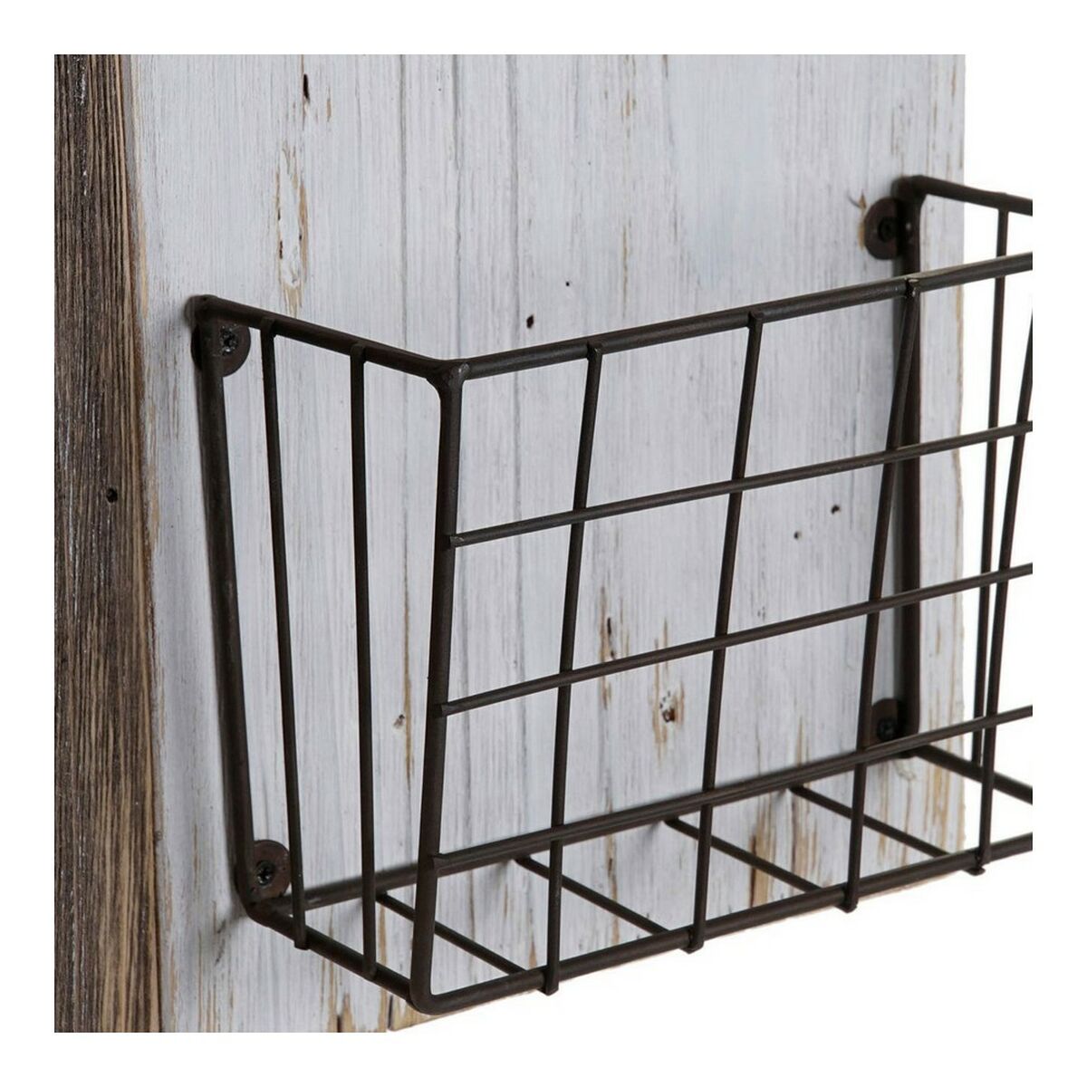 Porta-revistas DKD Home Decor Branco Castanho Metal Madeira de paulónia (57 x 10 x 40 cm) - EcoNest