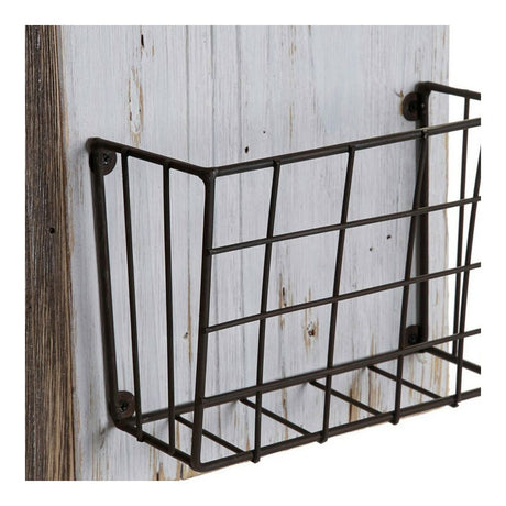 Porta-revistas DKD Home Decor Branco Castanho Metal Madeira de paulónia (57 x 10 x 40 cm) - EcoNest