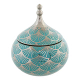 Guarda-Joias DKD Home Decor Porcelana Turquesa 14 x 14 x 17 cm - EcoNest