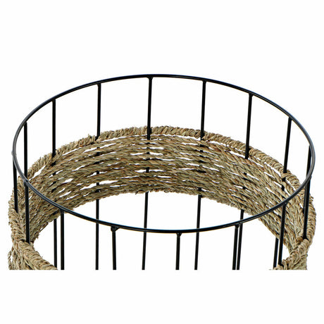 Conjunto de Cestas DKD Home Decor 8424001836628 Preto Natural Metal 35 x 35 x 40 cm