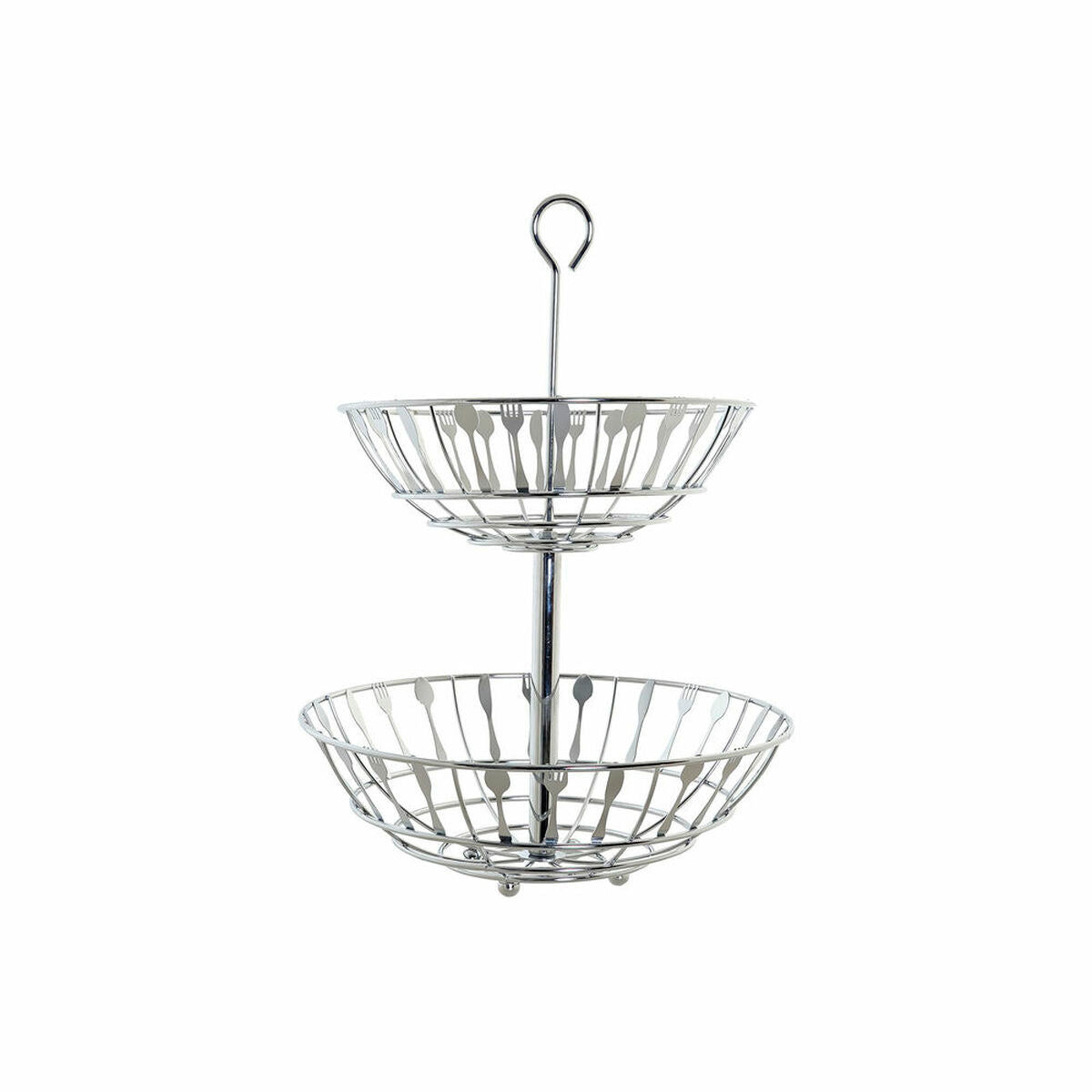 Fruteira DKD Home Decor Prateado Metal Plástico 28 x 28 x 40 cm - EcoNest
