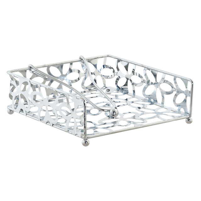 Porta-guardanapos DKD Home Decor Margarida Prateado Metal Plástico 18 x 19 x 6 cm - EcoNest