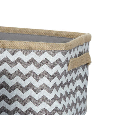 Conjunto de Cestas DKD Home Decor 36 x 31 x 20 cm Cinzento Poliéster Zig-zag Branco Jute Boho - EcoNest