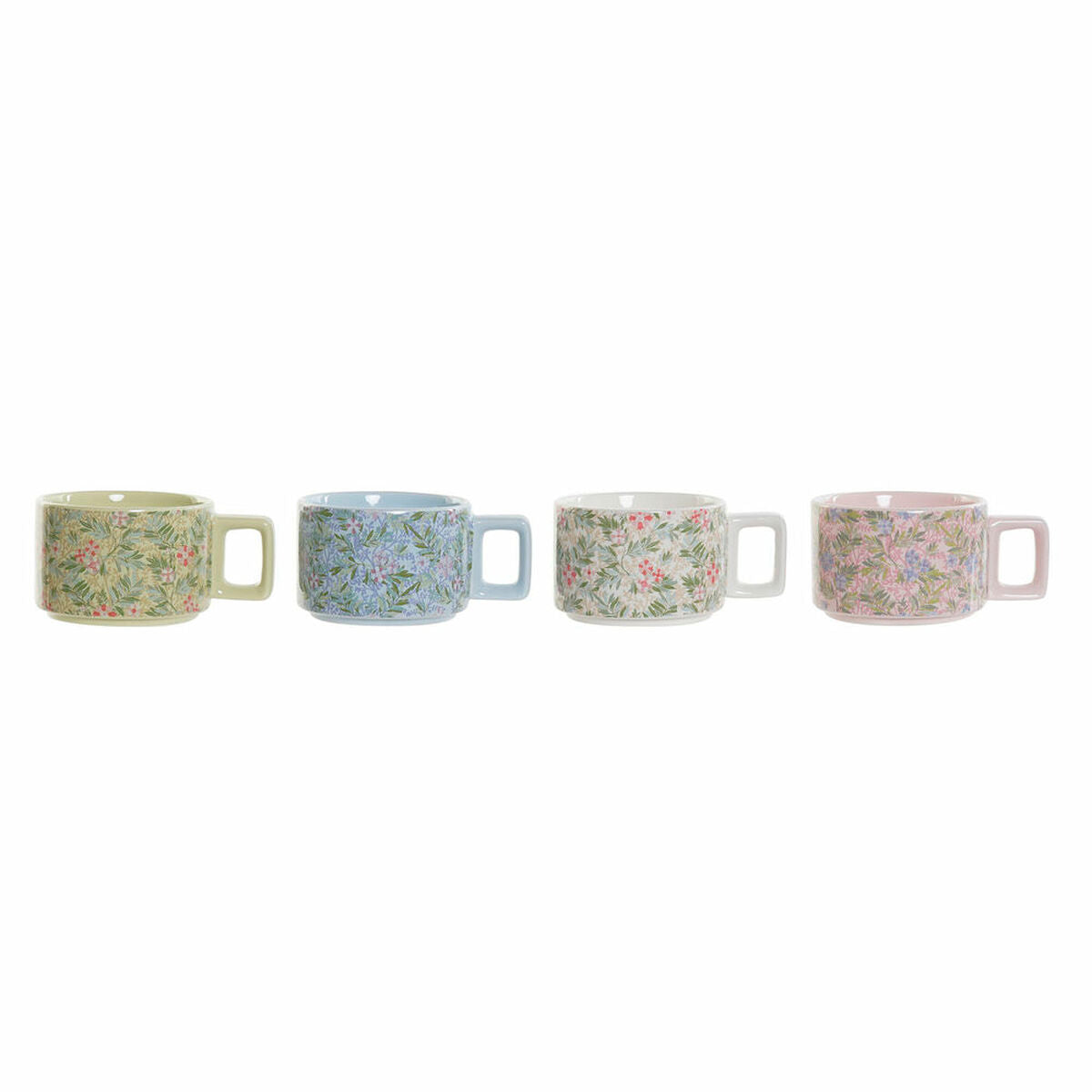Conjunto de Chávenas de Café DKD Home Decor Azul Verde Cor de Rosa Metal Dolomite 260 ml (4 Peças) - EcoNest