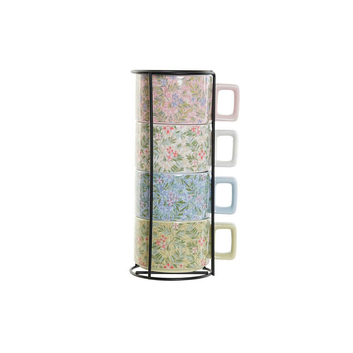 Conjunto de Chávenas de Café DKD Home Decor Azul Verde Cor de Rosa Metal Dolomite 260 ml (4 Peças) - EcoNest