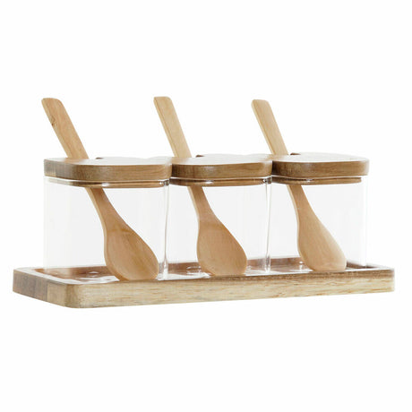 Conjunto de 3 Potes DKD Home Decor Multicolor Transparente Natural 150 ml 20,5 x 8 x 1,5 cm - EcoNest