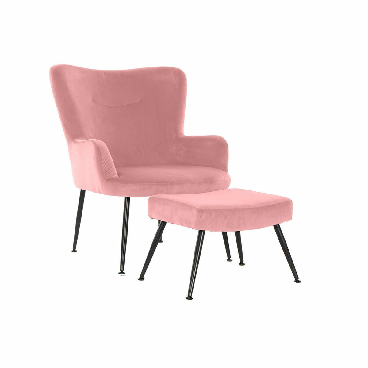 Poltrona DKD Home Decor S3023869 Preto Cor de Rosa Metal Plástico Veludo Moderno 70 x 60 x 84 cm