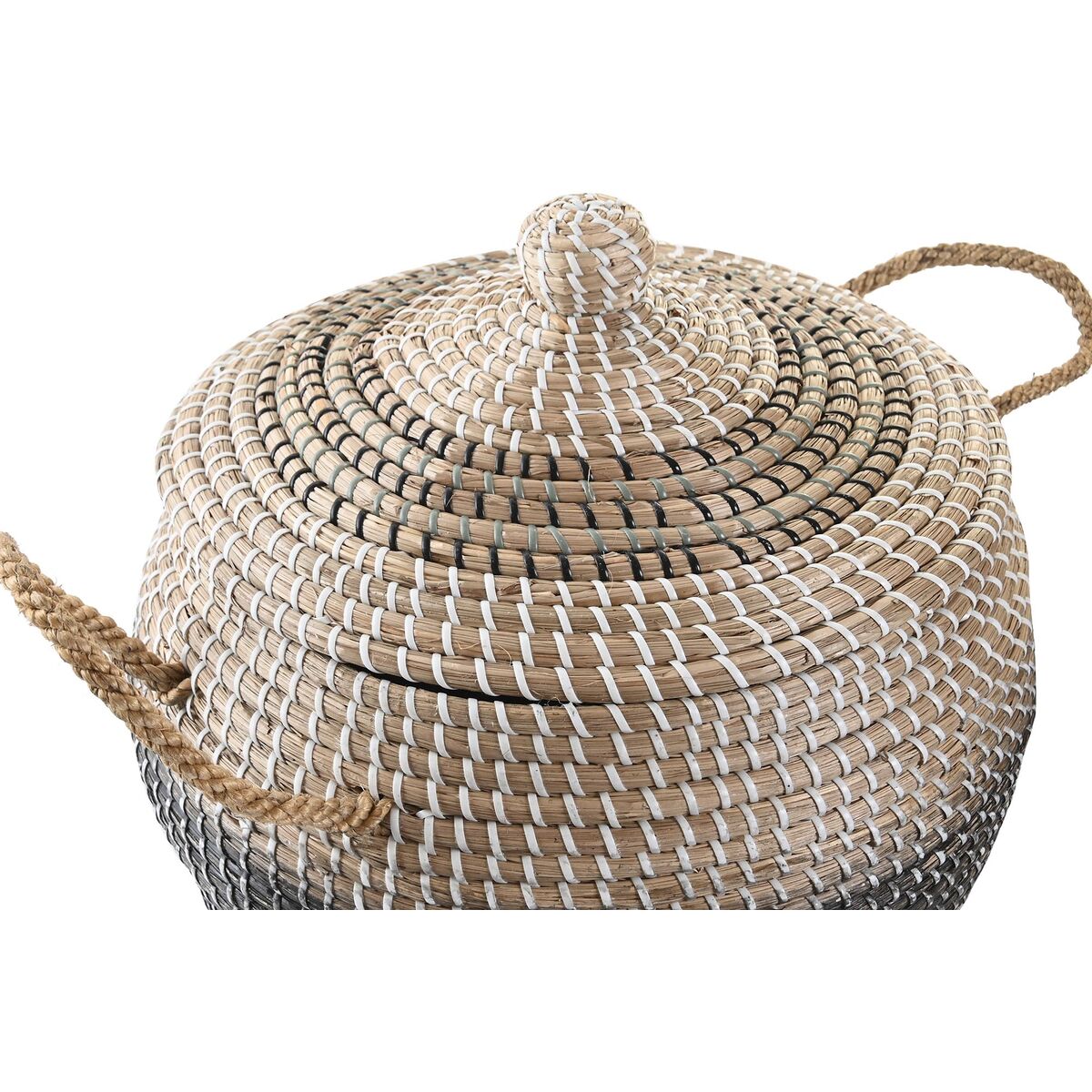 Conjunto de Cestas DKD Home Decor Cinzento Natural Duas cores Zostera marina Boho 41 x 41 x 33 cm (2 Unidades) - EcoNest