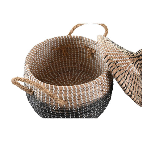 Conjunto de Cestas DKD Home Decor Cinzento Natural Duas cores Zostera marina Boho 41 x 41 x 33 cm (2 Unidades) - EcoNest