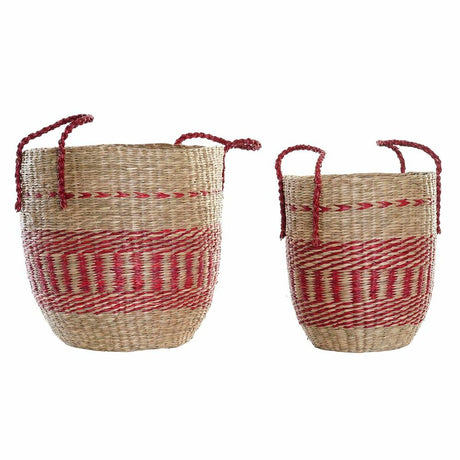 Conjunto de Cestas DKD Home Decor Natural Vermelho Zostera marina (2 pcs) (34 x 34 x 40 cm) - EcoNest