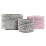 Conjunto de Cestas DKD Home Decor Cinzento Cor de Rosa Polipropileno 27 x 27 x 17 cm - EcoNest