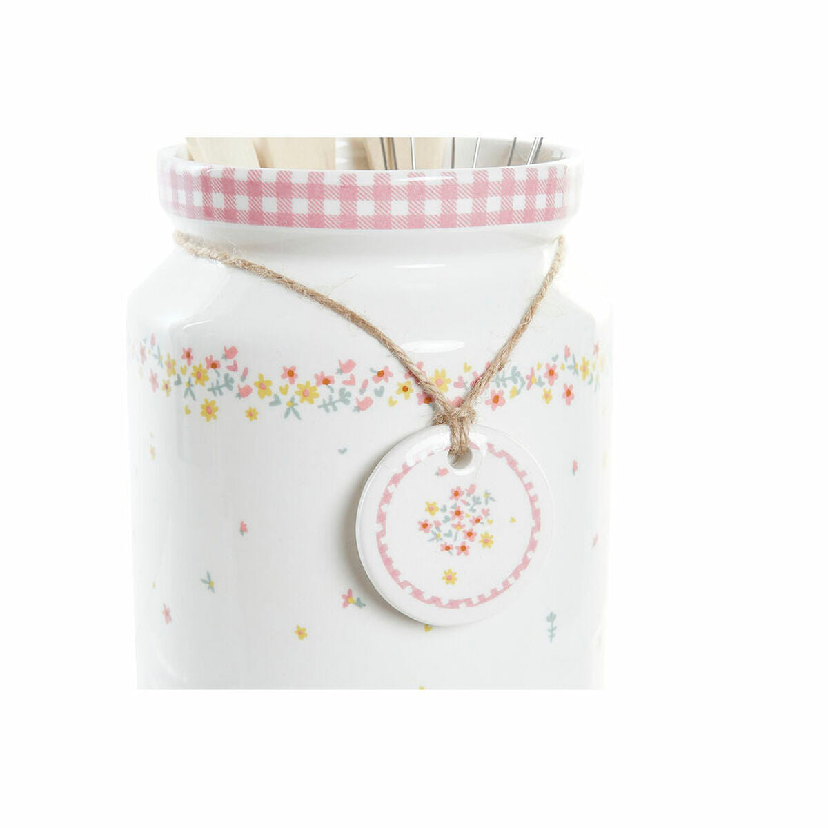 Conjunto de Utensílios de Cozinha DKD Home Decor Bloemen Dolomite Madeira MDF 12 x 12 x 22 cm - EcoNest