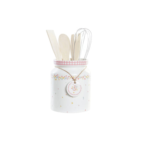 Conjunto de Utensílios de Cozinha DKD Home Decor Bloemen Dolomite Madeira MDF 12 x 12 x 22 cm - EcoNest