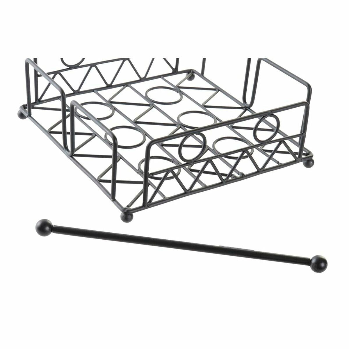 Porta-guardanapos DKD Home Decor Geométrico Preto Metal 18 x 18 x 7 cm - EcoNest