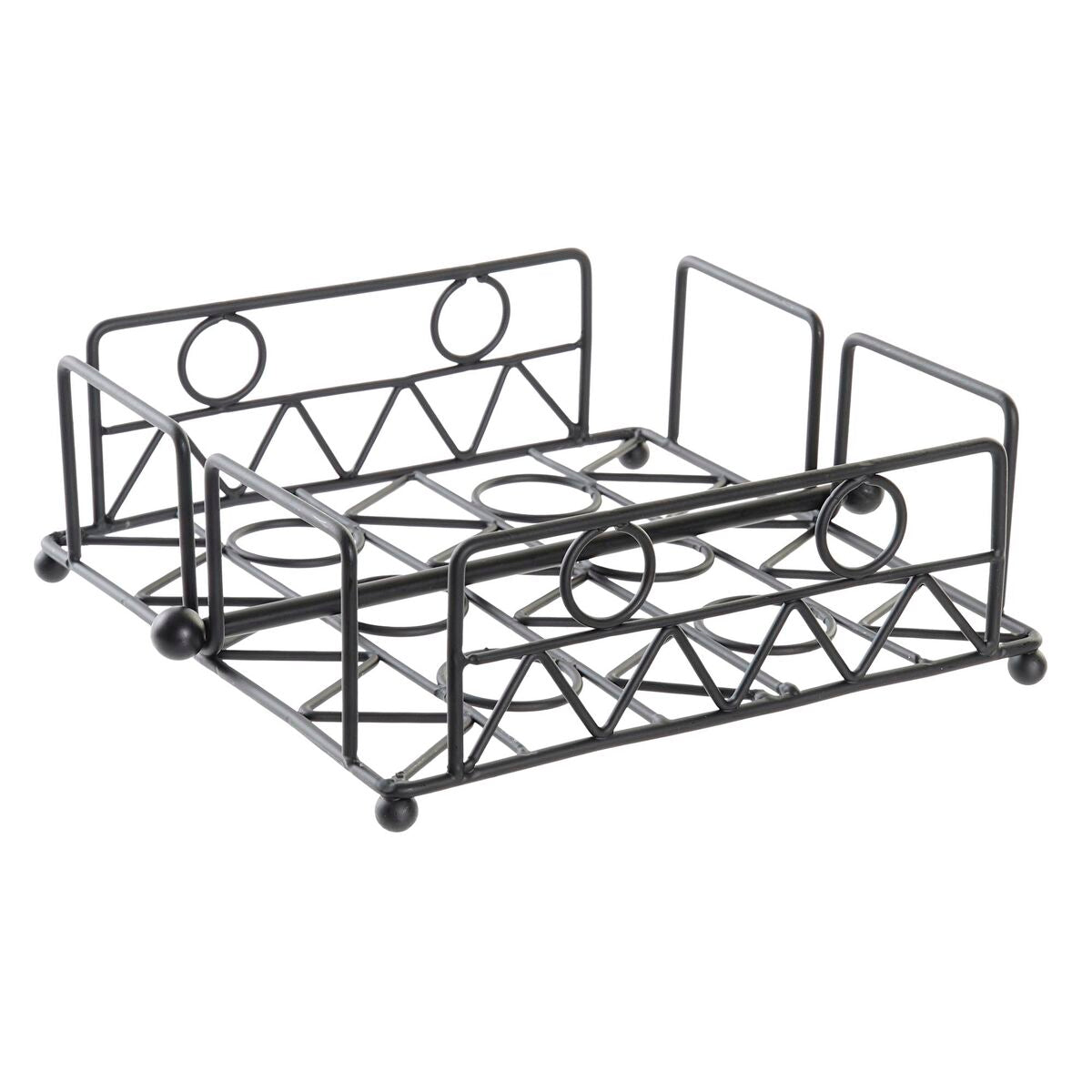 Porta-guardanapos DKD Home Decor Geométrico Preto Metal 18 x 18 x 7 cm - EcoNest