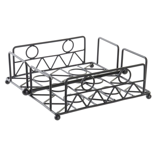 Porta-guardanapos DKD Home Decor Geométrico Preto Metal 18 x 18 x 7 cm - EcoNest