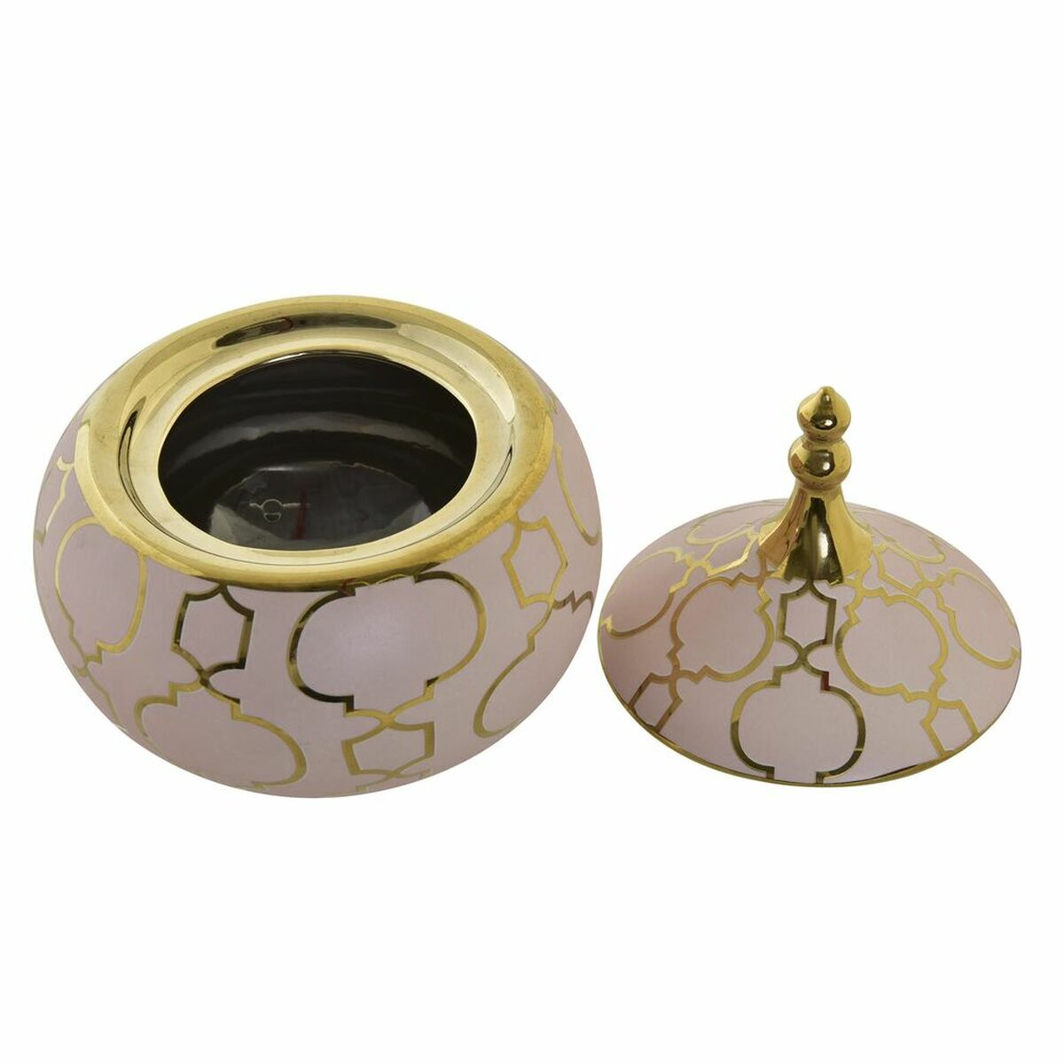 Guarda-Joias DKD Home Decor Porcelana Cor de Rosa Dourado 14 x 14 x 17 cm - EcoNest