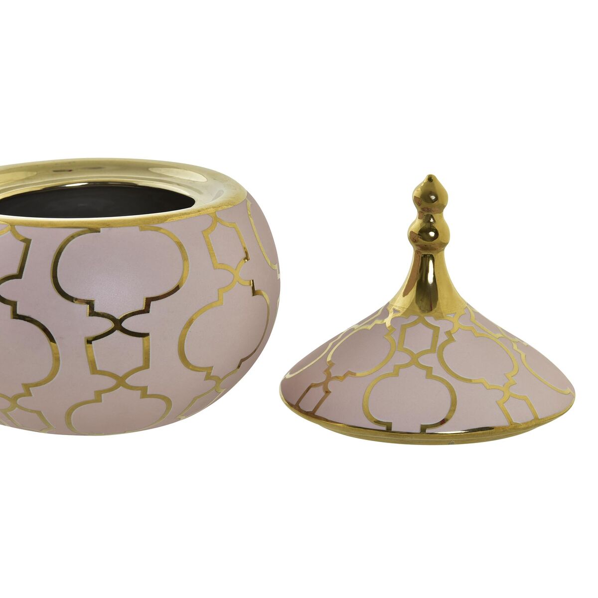 Guarda-Joias DKD Home Decor Porcelana Cor de Rosa Dourado 14 x 14 x 17 cm - EcoNest