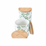 Conjunto de 3 Potes DKD Home Decor Natural Branco Verde Bambu Grés Tropical 10 x 10 x 17 cm - EcoNest