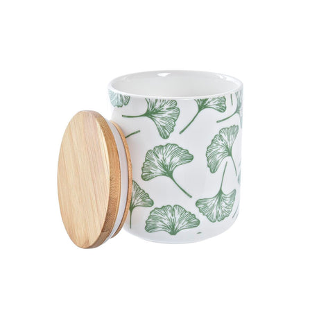 Conjunto de 3 Potes DKD Home Decor Natural Branco Verde Bambu Grés Tropical 10 x 10 x 17 cm - EcoNest