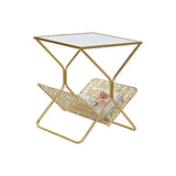 Porta-revistas DKD Home Decor Espelho Dourado Metal (45 x 45 x 55 cm) - EcoNest