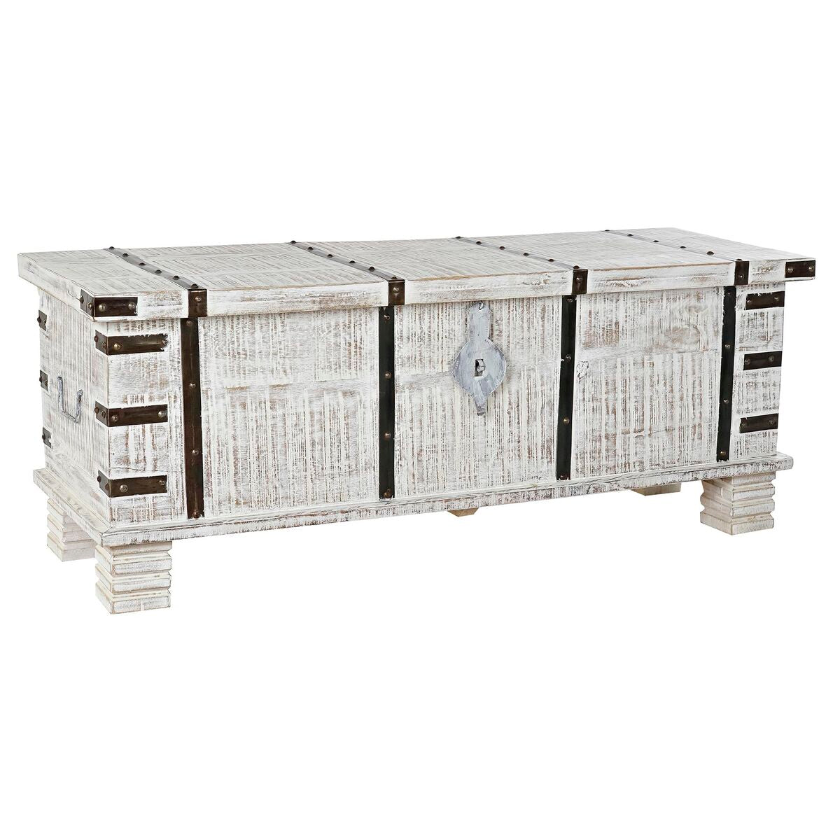 Arca DKD Home Decor Metal Branco Madeira de mangueira (116 x 40 x 45 cm) - EcoNest