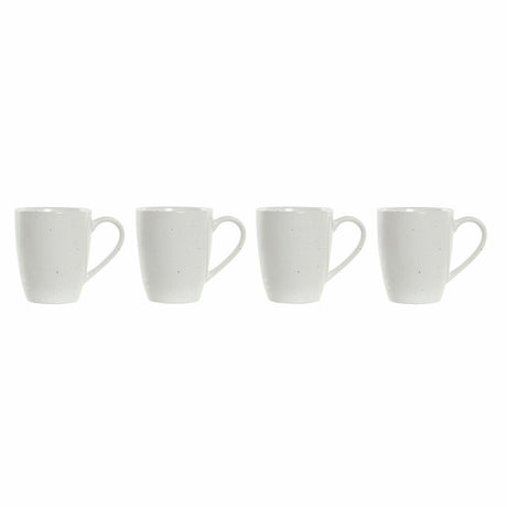 Conjunto de 4 Canecas DKD Home Decor Natural Madeira da borracha Branco 300 ml Grés - EcoNest