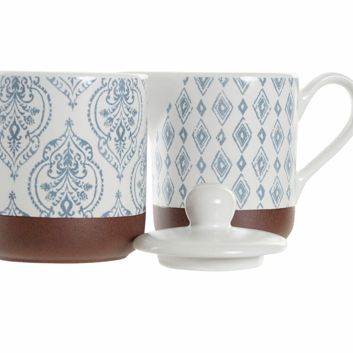 Açucareiro DKD Home Decor Azul Branco Castanho Grés 12,5 x 6,5 x 8 cm (2 pcs) - EcoNest