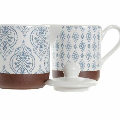 Açucareiro DKD Home Decor Azul Branco Castanho Grés 12,5 x 6,5 x 8 cm (2 pcs) - EcoNest