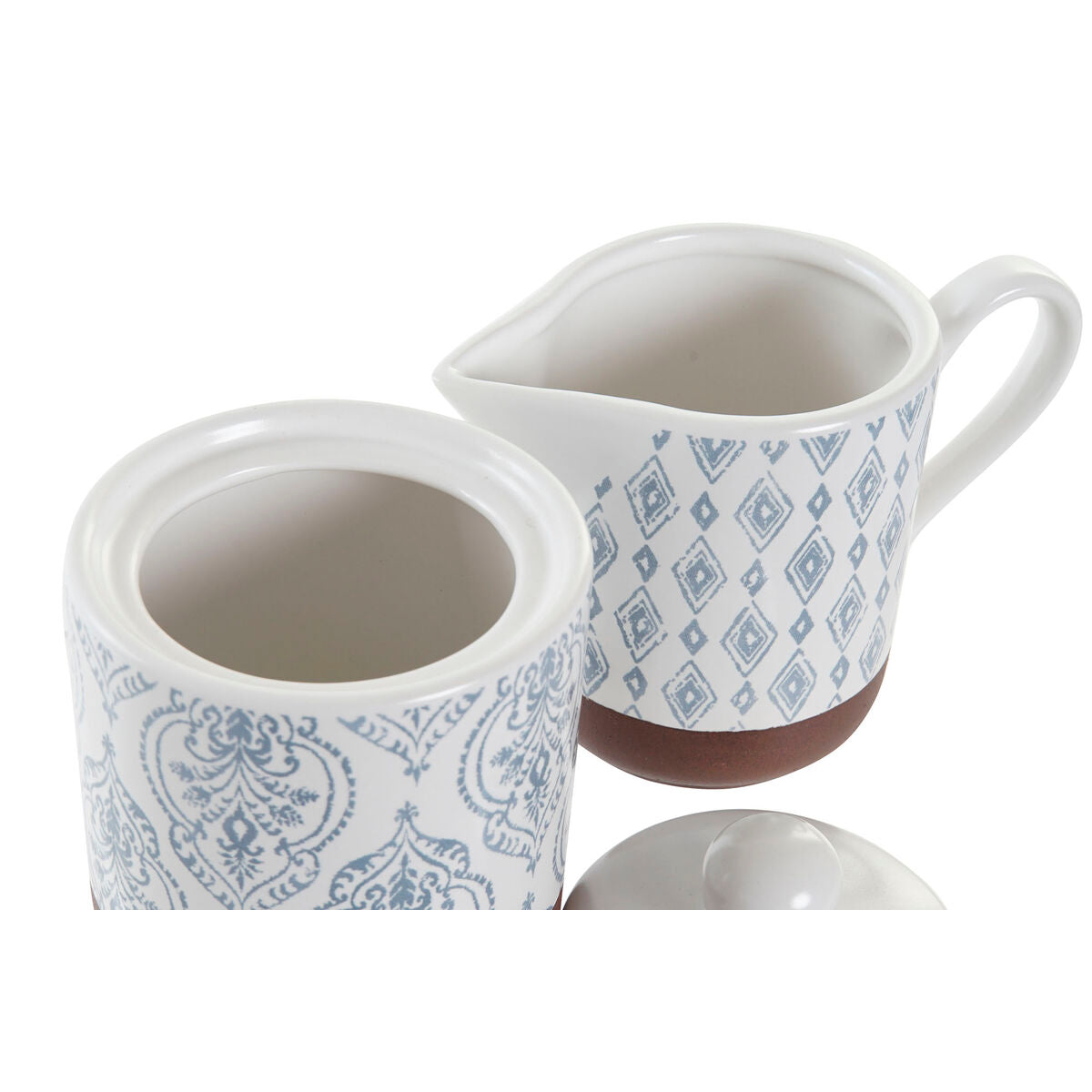 Açucareiro DKD Home Decor Azul Branco Castanho Grés 12,5 x 6,5 x 8 cm (2 pcs) - EcoNest