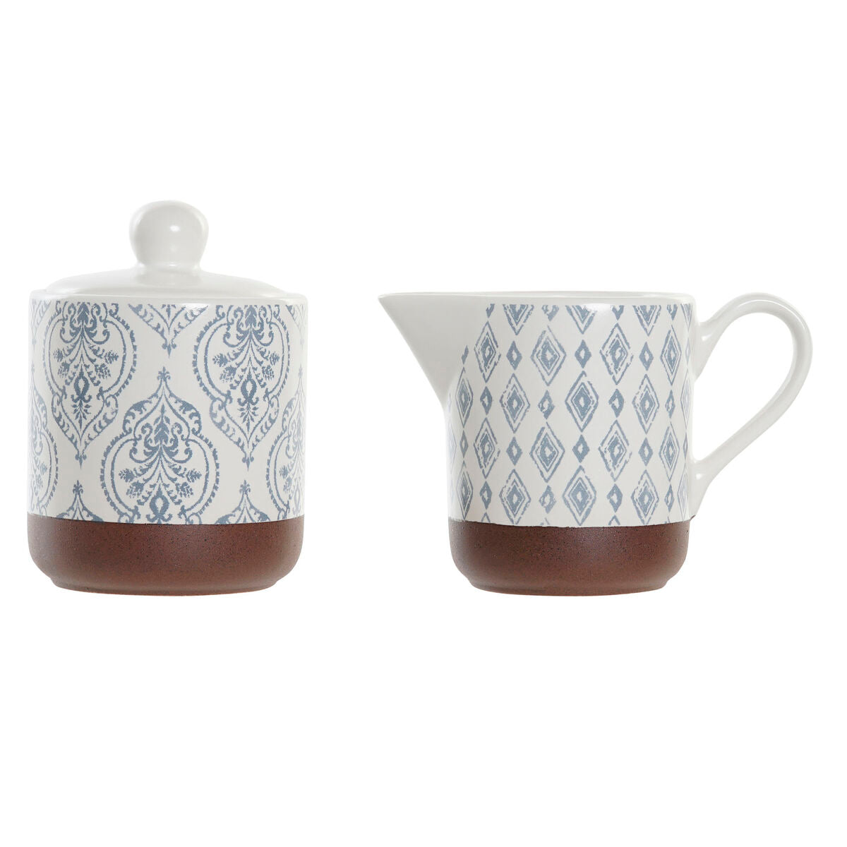 Açucareiro DKD Home Decor Azul Branco Castanho Grés 12,5 x 6,5 x 8 cm (2 pcs) - EcoNest