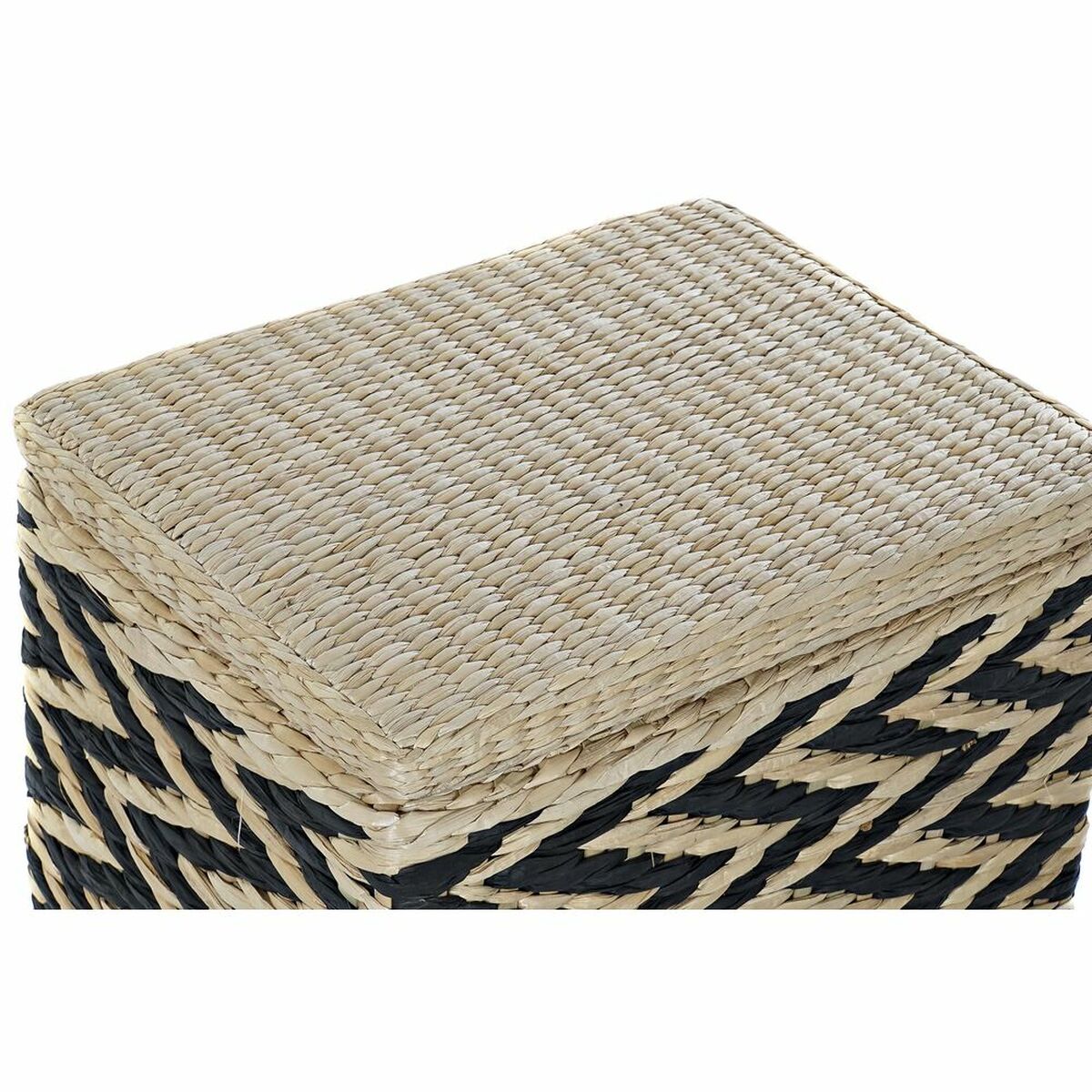 Cesto da Roupa DKD Home Decor Natural Preto Poliéster Colonial Fibra (43 x 32 x 50,5 cm) - EcoNest