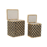 Cesto da Roupa DKD Home Decor Natural Preto Poliéster Colonial Fibra (43 x 32 x 50,5 cm) - EcoNest