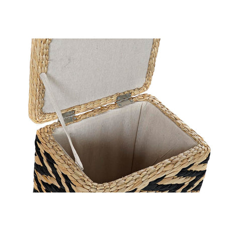 Cesto da Roupa DKD Home Decor Natural Preto Poliéster Colonial Fibra (43 x 32 x 50,5 cm) - EcoNest