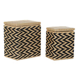 Cesto da Roupa DKD Home Decor Natural Preto Poliéster Colonial Fibra (43 x 32 x 50,5 cm) - EcoNest