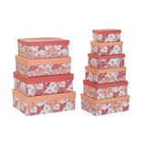 Conjunto de Caixas de Organização Empilháveis DKD Home Decor Fúcsia Branco Pêssego Cartão (43,5 x 33,5 x 15,5 cm) - EcoNest