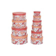 Conjunto de Caixas de Organização Empilháveis DKD Home Decor Bloemen Riscas Fúcsia Branco Pêssego Cartão (37,5 x 37,5 x 18 cm) - EcoNest